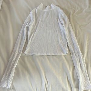 White ribbed high neck longsleeve